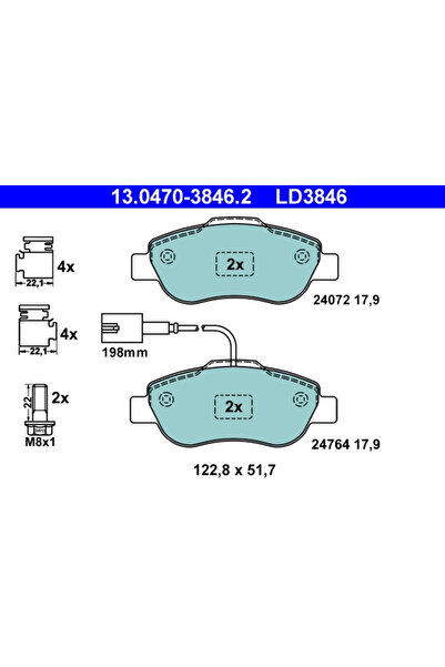 Ate Set Placute Frana Frana Disc Fiat 500/Panda Ford Ka 2004-2016
