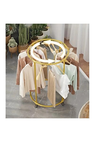 PORKY Shop Round Metal Clothes Rack with Wheels, Stainless Steel, Capacity 40kg