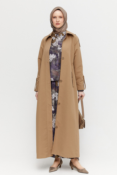 Setrms Şömiziye Yakalı Kuşaklı Pardesü