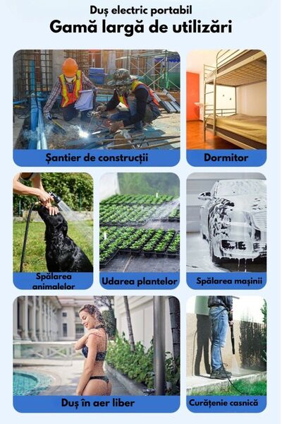 OEM Dus electric portabil 5000mAh, camping, masina, plaja, animale de companie, furtun 2m