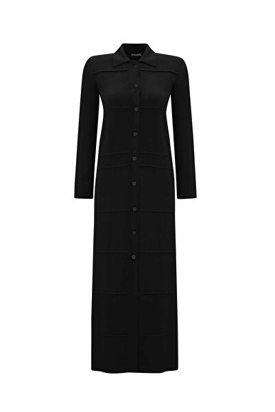 MISS DALIDA Gömlek Yaka Uzun Triko Siyah Hırka