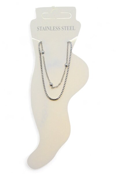 Cozyce Silver Color Ball Elevator Steel Anklet - 3434