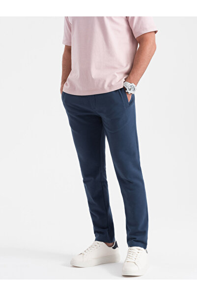 OMBRE Men's tracksuit with sock without pull-up - dark blue V4 OM-PABS-0206