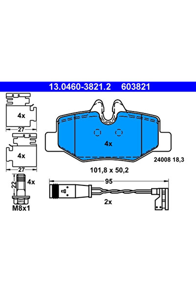 Ate Комплект спирачни накладки за дискови спирачки Mercedes-Benz Viano/Vito /...