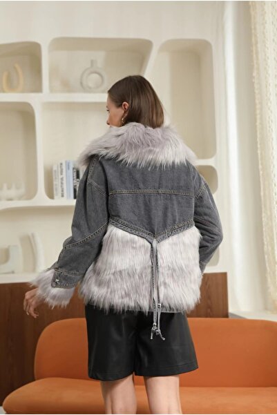 ADAMODA.RO Faux fur lined denim jacket