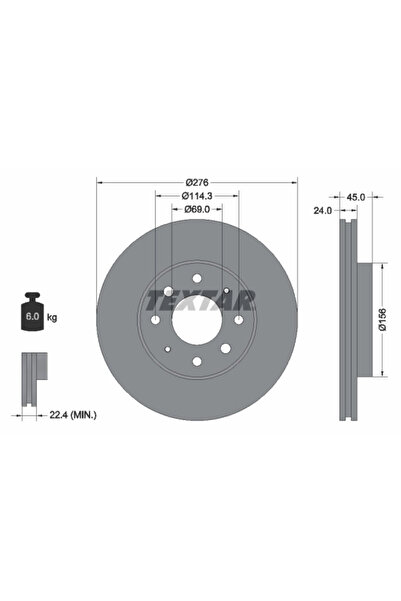 TEXTAR Спирачен диск Mitsubishi Galant 6/Galant 7/Galant 8