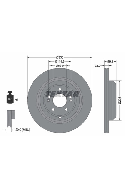 TEXTAR Disc Frana Genesis G70 Kia Stinger