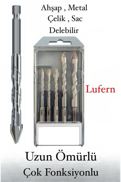 Lufern Premium 5 Li Matkap Ucu Elmas Ahşap Metal Sac Demir Çelik Delebilen Ço...