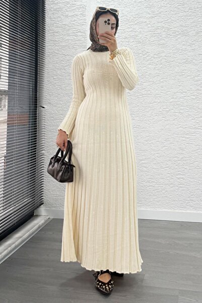 MELEK ARAZ Волан Кесим Фитили Трико Елбисе - Крем