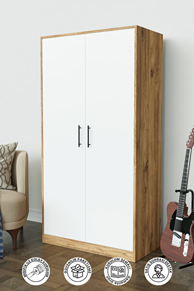 Hediyeler Kapında Calista Gardırop 5 Raflı 2 Kapaklı Askılı Elbise Dolabı