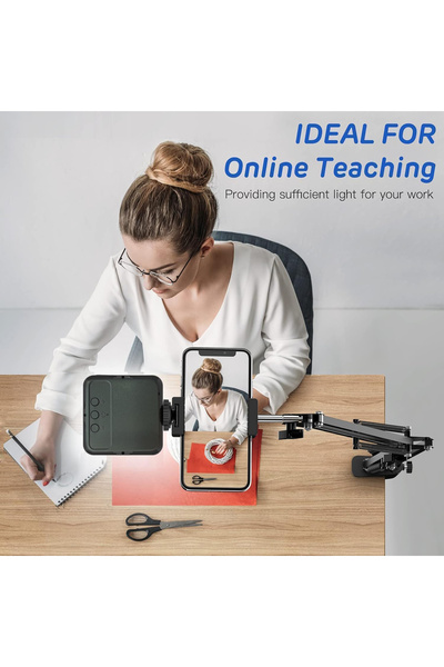 Coverzone Üstten Çekim Tripod CZ45 - 360° Döner, Katlanabilir Stand, Video & Yayın için LED Işıklı Tutucu Set