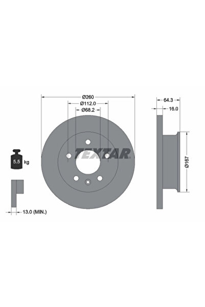 TEXTAR Disc Frana Vw California T4 Camper/Kombi T2 Bus/Kombi T2 Caroserie