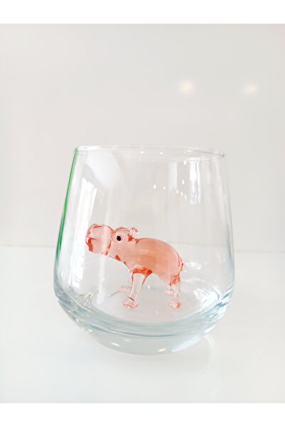 ADAMODART Pink Hippopotamus Glass Figured Water Cup - Single