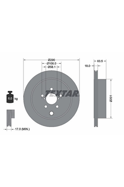 TEXTAR Disc Frana Scion Fr-S Cupe Subaru Brz/Impreza/Legacy 5