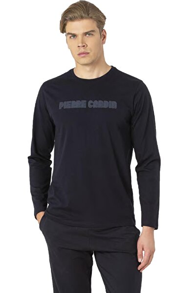 Pierre Cardin Erkek Siyah Pijama Takım, %100 Pamuk, Uzunkollu, Cepli