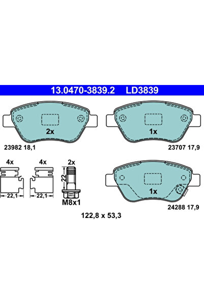 Ate Set Placute Frana Frana Disc Opel Adam/Corsa D Vauxhall Adam/Corsa Model ...