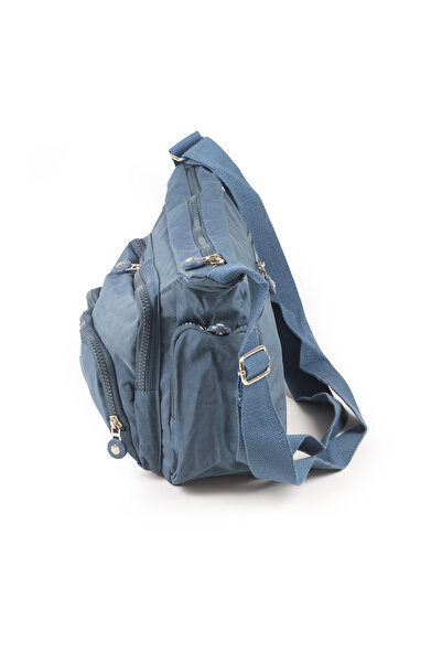 İMAKS Geantă Messenger Crinkle / Klinkır din material textil impermeabil, cu mai multe compartimente, cu mâner încrucișat și cu umăr, albastru 116G