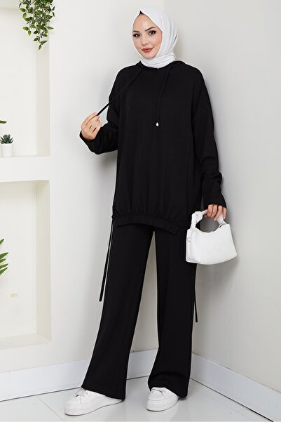 Bestenur Aris Tunic Pants Double Set 1611 - Black