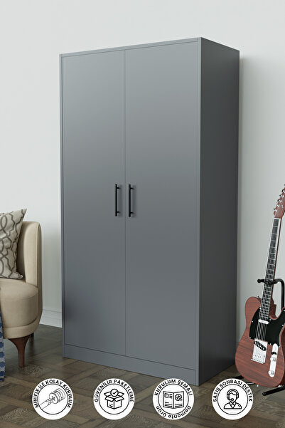 Hediyeler Kapında Calista Gardırop 5 Raflı 2 Kapaklı Askılı Elbise Dolabı