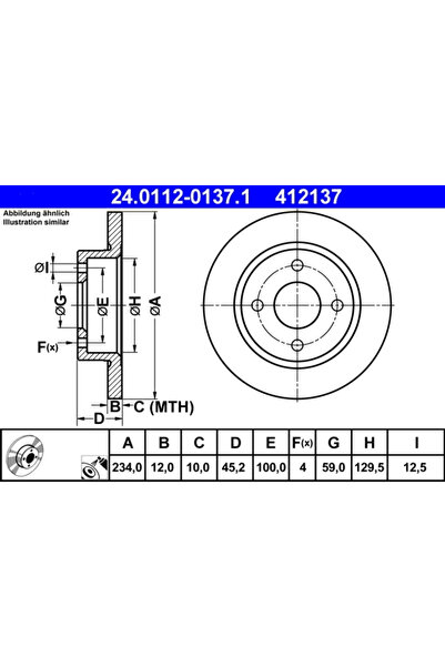 Ate Set Discuri Frana Nissan Micra 2 1992-2003