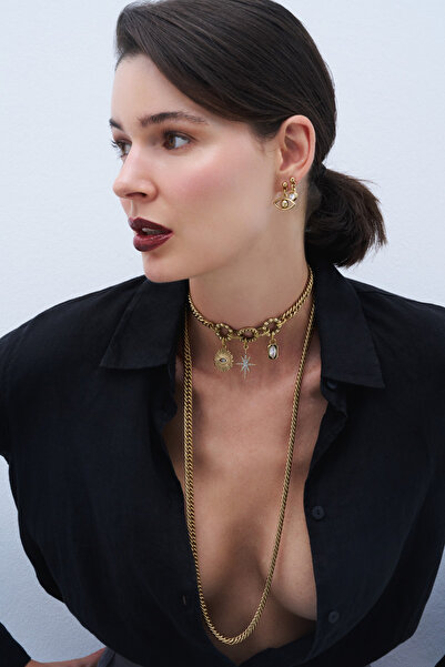 Mon Reve Trio Light Göz, Kalp Charm İğneli Küpe