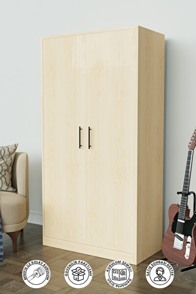 Hediyeler Kapında Calista Gardırop 5 Raflı 2 Kapaklı Askılı Elbise Dolabı