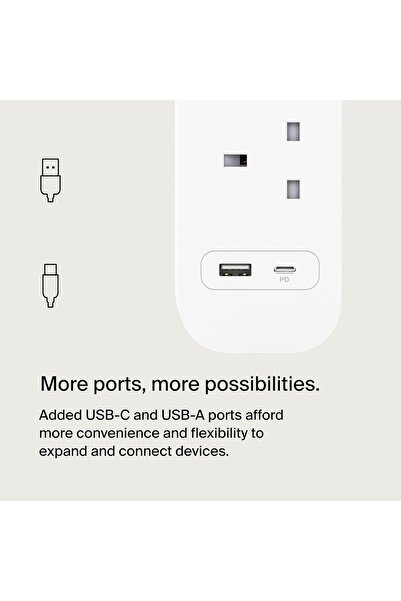 Belkin 4-Outlet Surge Protector Power Strip, Wall-Mountable with 4 AC Outlets, 2M Power Cord, & Gree