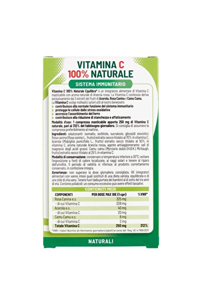 Equilibra Natural Vitamin C, with rosehip extract, acerola, camu-camu, 30 tablets,