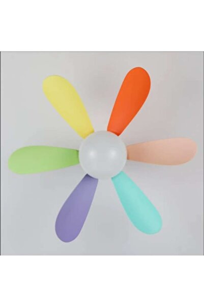 K KATHODE Mini ventilator detașabil cu 6 palete decorative, lumină de tavan, telecomandă