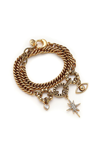 Mon Reve Guiding Eye Göz, Yıdız, Kalp Charm Zincir Bilezik