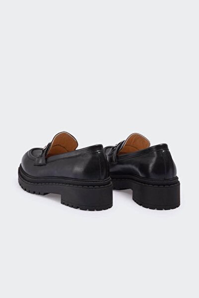 Favgi Möil Siyah Deri Kadın Günlük Ayakkabı