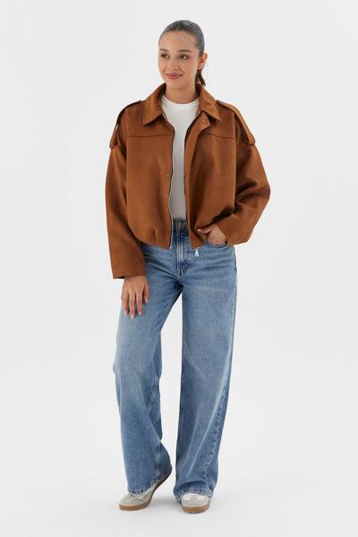 Shopping Shop Süet Oversize Bomber Ceket KAHVE