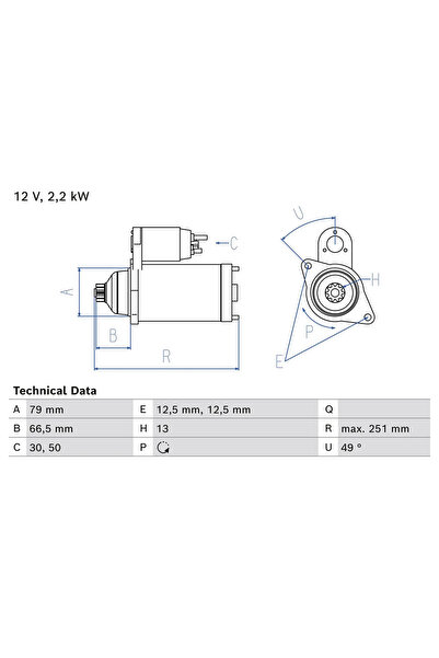 Bosch Starter Vw California T6 Camper/Crafter Bus/Crafter Caroserie