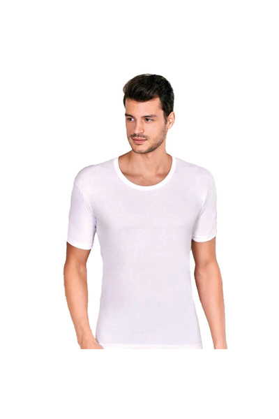 Berrak 1002 Men's 100% Cotton Short Sleeve Cycling Undershirt 6 Pack White XL