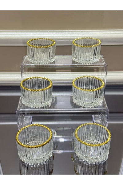 LOKMAN ZÜCCACİYE Yaldızlı Cam Sosluk & Sunumluk & Drajelik Yeni Ürün 6'lı