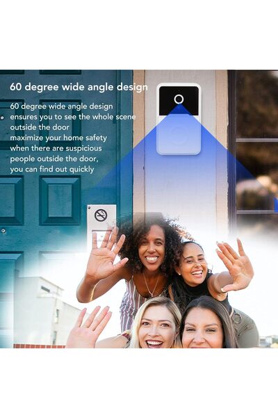Bewinner Wireless WiFi Video Doorbell Camera with Chime, 60° View Bluetooth Phone Video Door Bell,