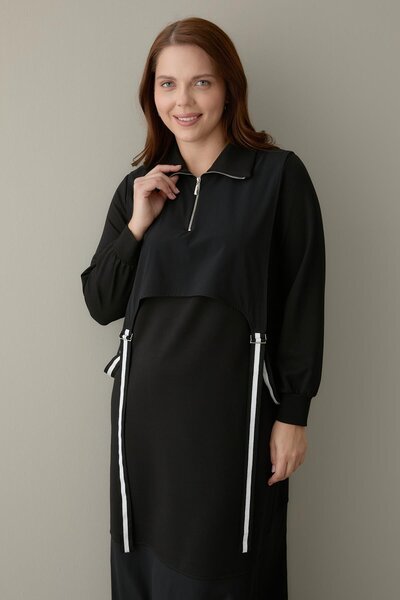 FATMA DANIŞMAN İki İplik Ve Turkuaz Kumaş Kombinli İki Yandan Grogren Detaylı...