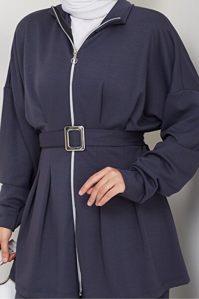 Bestenur Dilsa Belted Double Suit 1607 - Anthracite