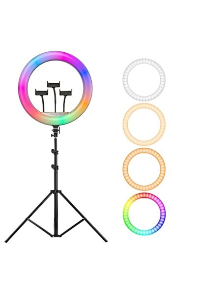 K KATHODE Lampă circulară RGB profesională cu control tactil, telecomandă, 3 ...