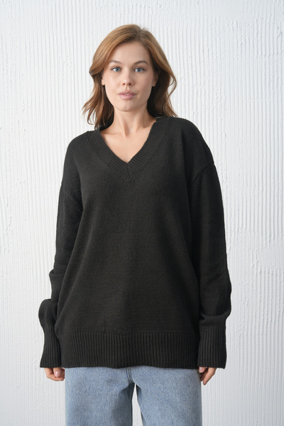 barış sülün lovebox Γυναικείο πλεκτό ύφασμα με λαιμόκοψη V, μακρύ, oversized ...