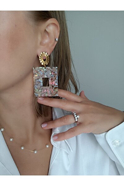 La fee aksesuar Steel Women's Earrings Shiny Leopard Pattern Earrings Beige B...