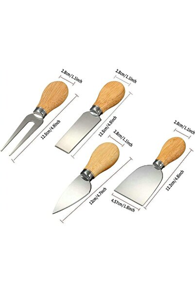 Jiffy سكاكين تقطيع الجبن المصنوعة من الفولاذ المقاوم للصدأ من فريسكارو بمقبض من خشب الخيزران - مجموعة من 4 قطع