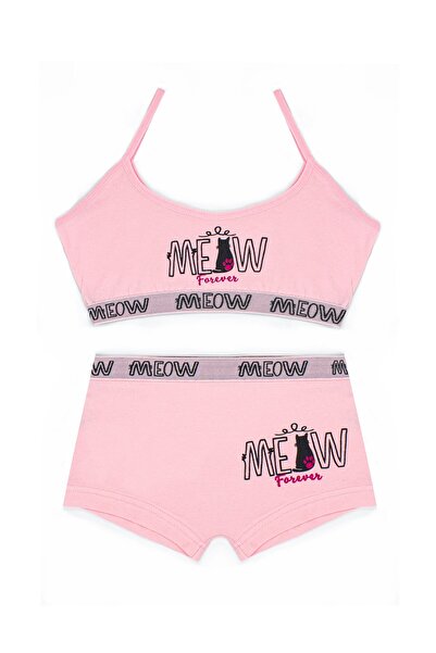 Öts Σορτς Bustier για κορίτσια ελαστικό ύφασμα Pink Meow (96% βαμβάκι - 4% ελαστάνη)