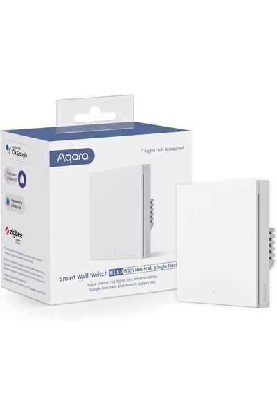 Aqara مفتاح حائط ذكي H1 EU مع محايد، هزاز واحد - أبيض
