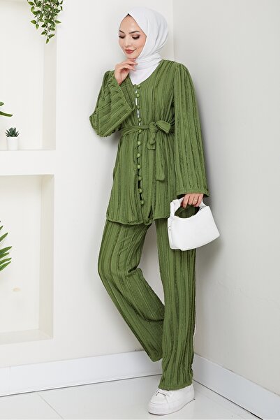 Bestenur İlgen Fırfırlı İkili Takım 1610 - Haki