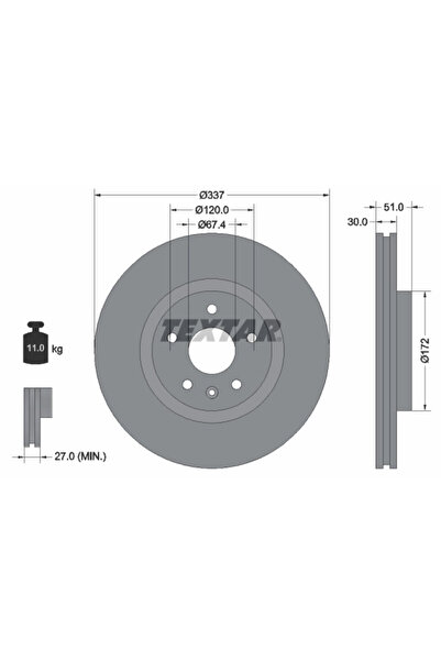 TEXTAR Disc Frana Opel Insignia A Saab 9-5