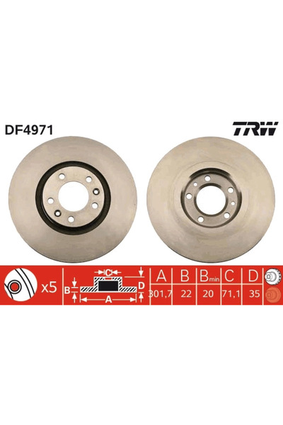 TRW Disc Frana Citroen C6