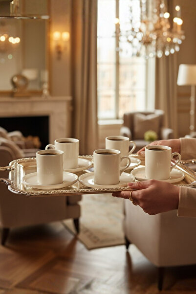 REGNA HOME Fine Living Lucy 6 Kişilik Sade 12 Parça Porselen Kahve Fincan Takımı