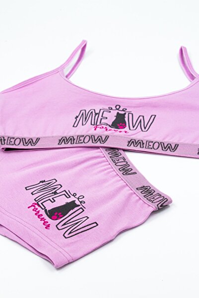 Öts Σορτς μπουστάκι για κορίτσια ελαστικό ύφασμα Lilac Meow (96% βαμβάκι - 4% ελαστάνη)
