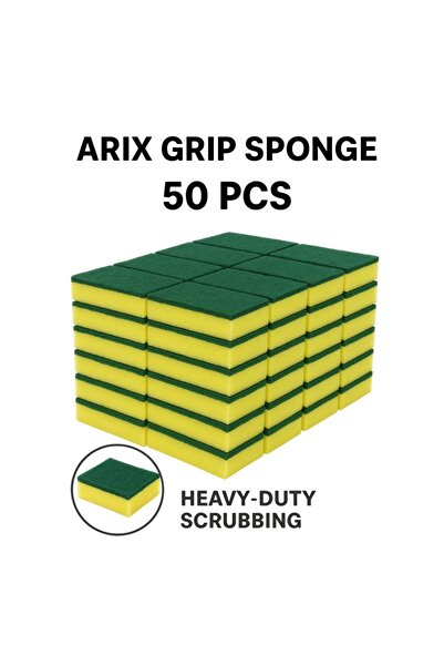 Arix Grip Sponge Heavy-Duty Scouring Sponge – 50pcs Promo Pack for Tough Cleaning